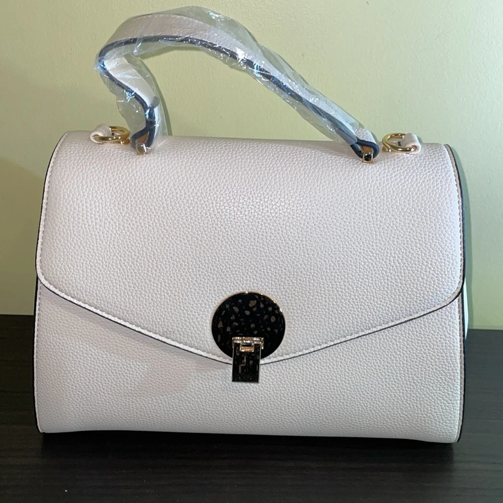 Winter White Faux Leather Handbag or Crossbody with removable strap NWOT